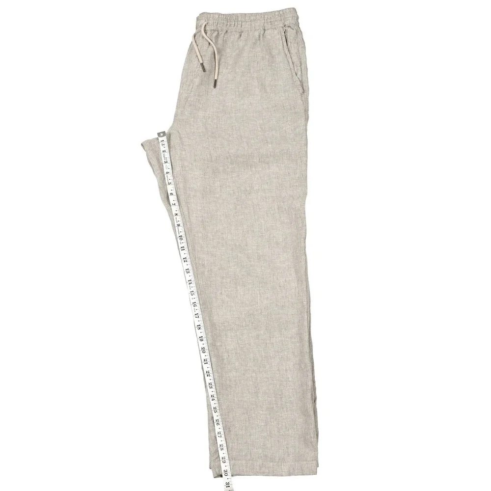 Quince 100% European Linen Wide Leg Pants XL Beige Elastic Waist Pockets Lounge